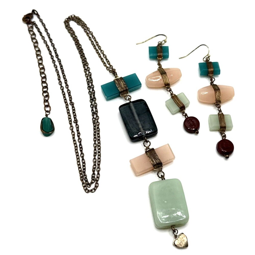 Noonday Collection DUCHESS Y Drop Pendant Necklace & Dangle Earrings Set